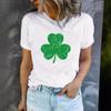 Summer Women's Clover Pattern Printed Round Neck Pure Cotton Short Sleeved T-shirt Casual Fashion T-Shirts Women’s