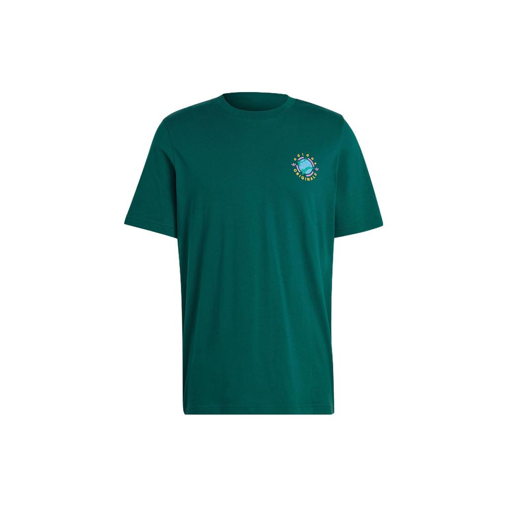 Adidas Originals Clover Logo Print Round Neck Pullover Short Sleeve T-Shirt Men Tops Green II8471