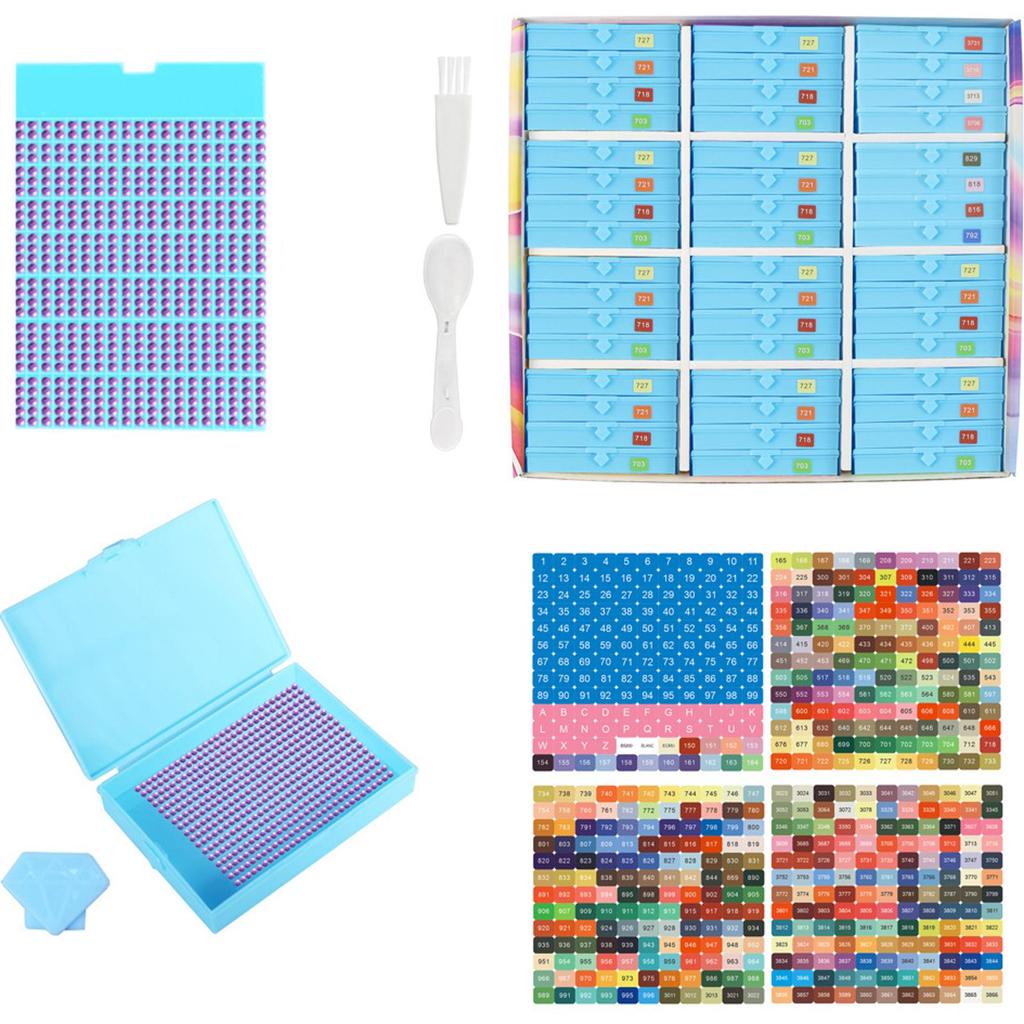 Diamond Art Trays Kits with Spoon & Brush 5D Diamond Painting Art Drawer Box Tray Kit Diamond Painting Storage Containers Trays