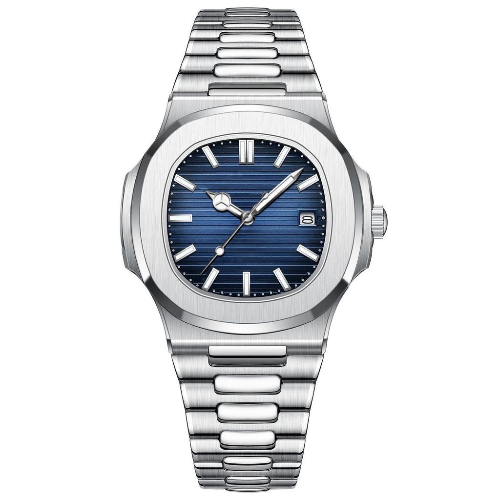 Men's Multifunctional Waterproof Quartz Watch with Steel Band and Luminous Display