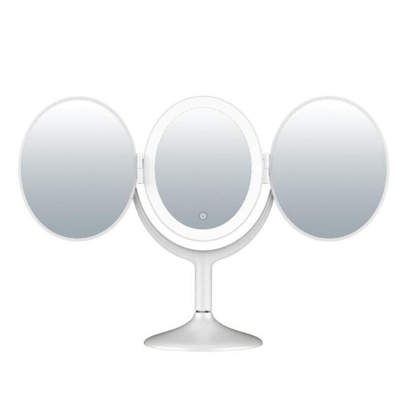 Portable Makeup Mirror LED Desktop Cosmetic Mirrors TRIFOLD Mirror Vanity Mirror Touch Control Mirror Artists Dimplesse | Bath Mirror