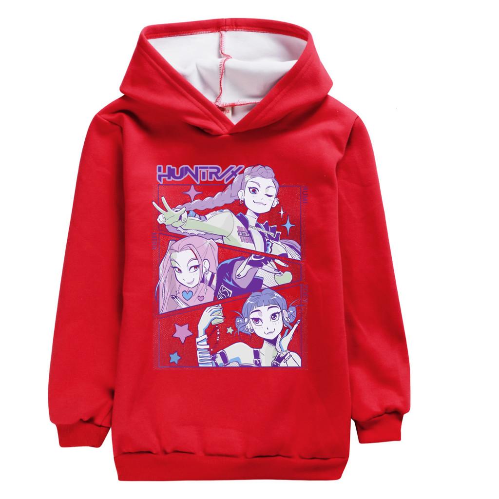 4810 Anime Cartoon Print Girls Kpop Rumi Zoey Mira Long Sleeves Velvet Warm Winter Hoodie