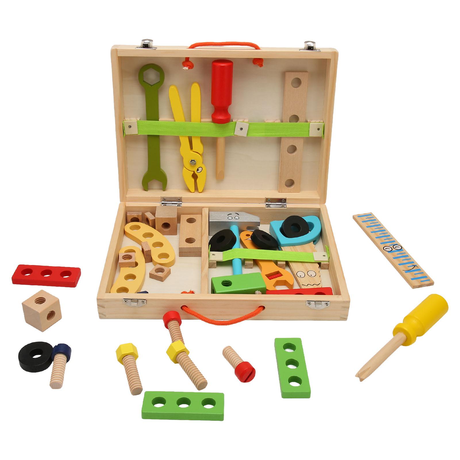 

Деревянный набор инструментов для малышей, обучающая головоломка, сборка винтов и гаек, детский набор инструментов, игрушки для
