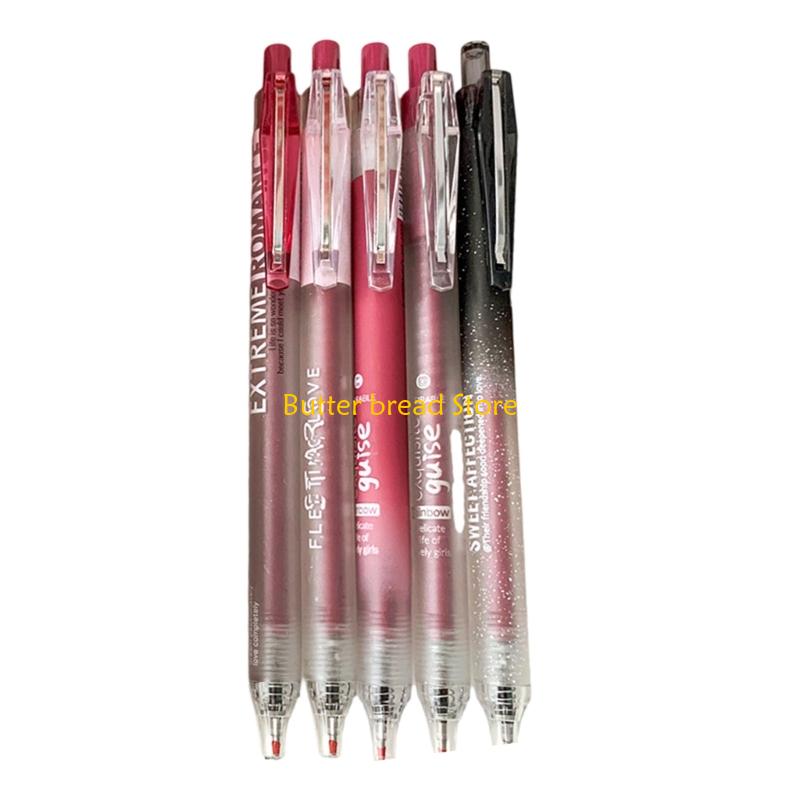 W89C 5 Pcs 0.5mm Gel Pen Aesthetic Neutral Pen Retractable Creative Pressing Pen Gel Pen for Journaling