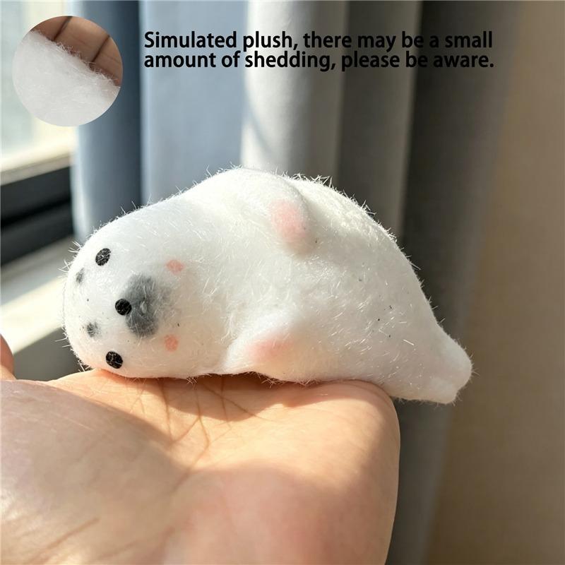 Schattige Pluizige Zeehond Squishy Knijpspeeltje Zacht TPR Vlokkering Simulatie Dier Zeehond Stressverlichter Fidget Bureau Decoratie Anti-angst Cadeau white