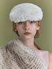 Poejidam Flat Cap In Cream Fur Pastry
