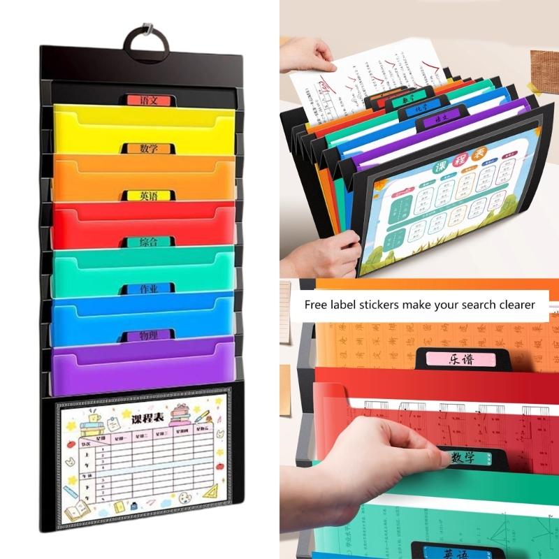 6 Pocket File Bag Expandable Letter Size File Organiser Sorting Case High Capacity Folding Document Organiser  for Offic