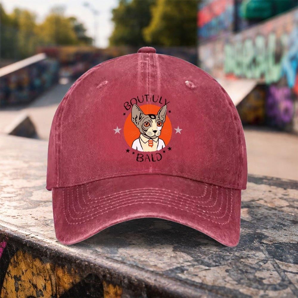 1pc Casual Fashion Sphynx Cat Print Washed Baseball Cap Premium Versatile Outdoor Accessory Unisex Duckbill Cap Suitable For