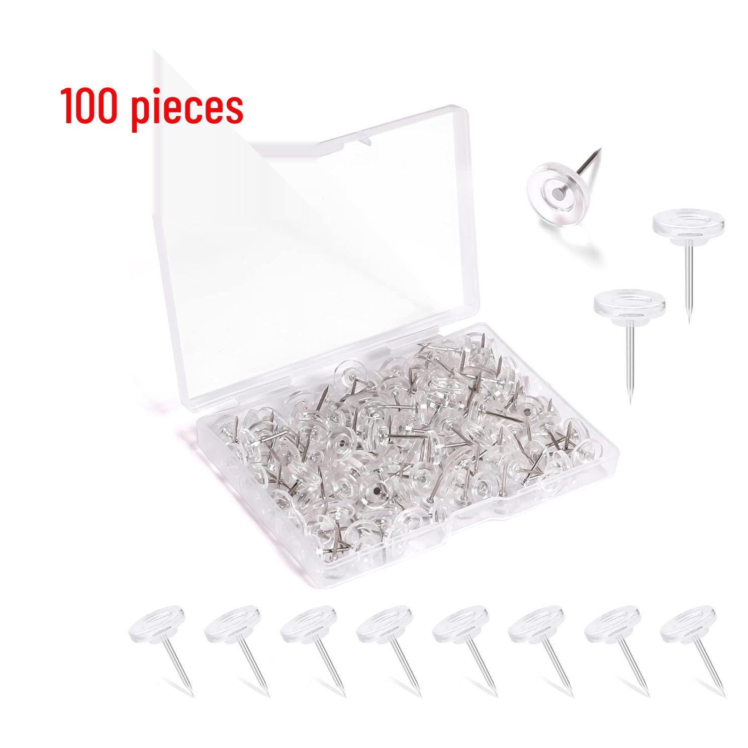 

Набор из 100 прозрачных круглых кнопок с плоской головкой для пробковых досок, досок для сообщений и досок для рисования