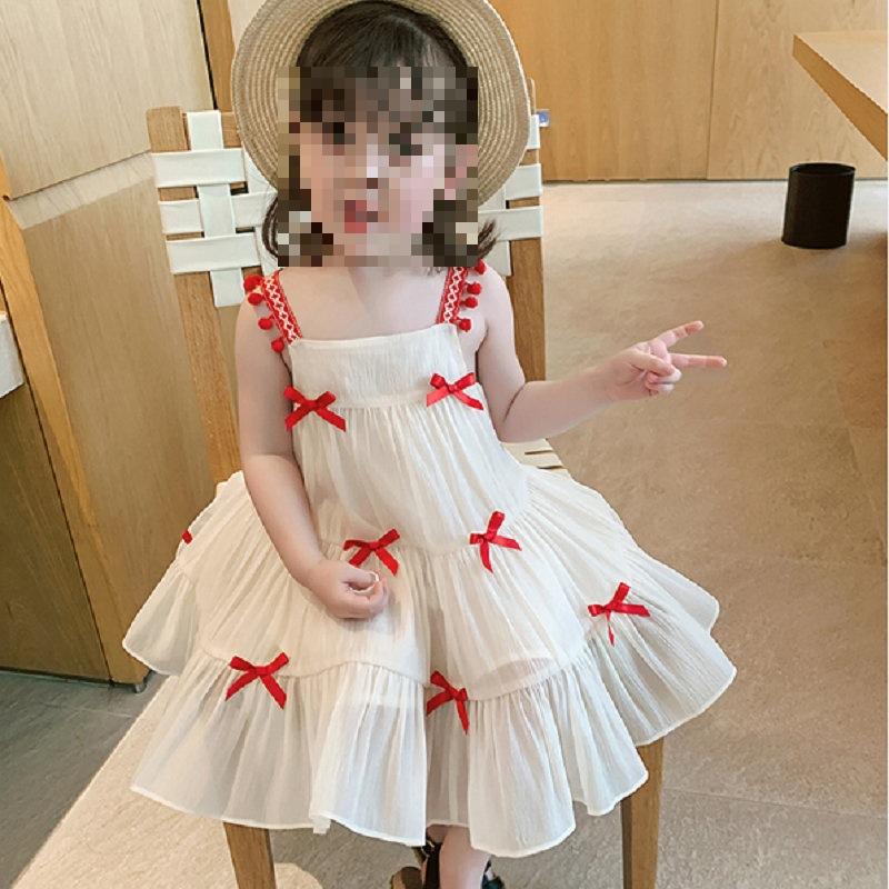

Милое летнее платье для девочек, платья принцессы с бантом для маленьких девочек 100cm