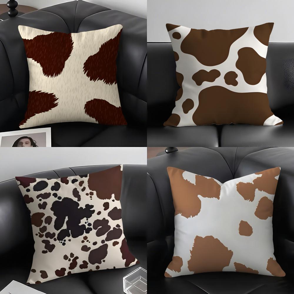 Brown White Cow Hot Cushion Cover Pillowcase Ultra Soft Skin Friendly Fabric Cloud Like Comfort & Concealed Zipper