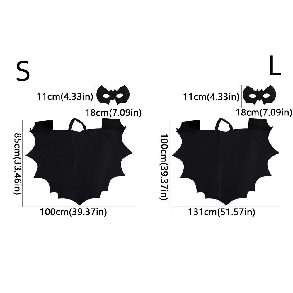 Black Cloak Halloween Bat Cloak Set Eye Mask Non-woven Bat Wing Cape Trick or Treat Children's Party Costume Stage Wear