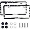 2PCS Premium American Flag License Plate Frame, Black License Plate Frames, 2 Holes Solid Stainless Steel License Plate Holder, Universal Car License