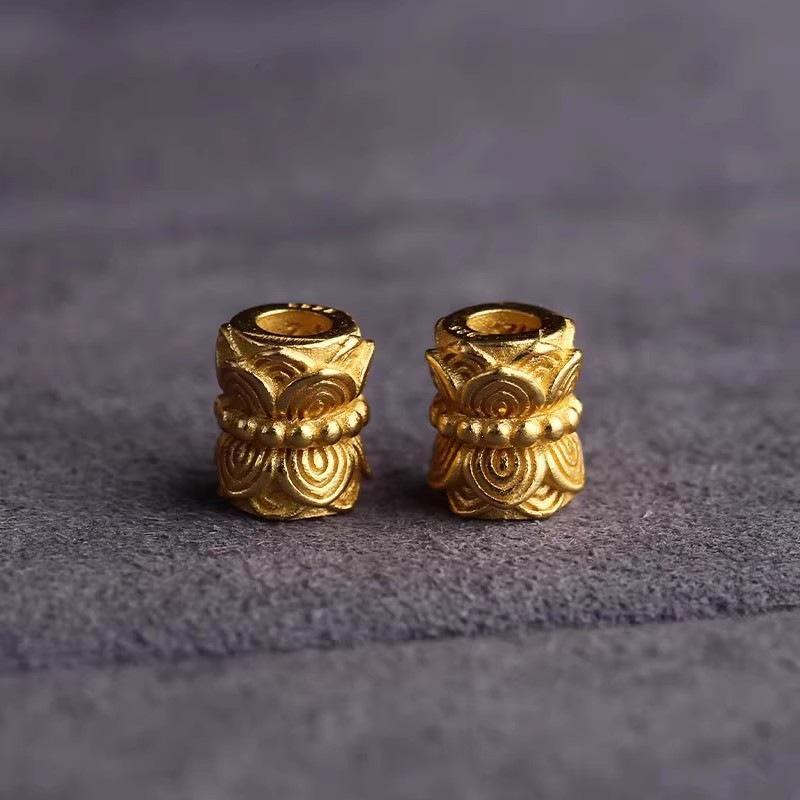 Tibetan Gilded Double-Headed Lotus Beads for DIY Bracelet Weaving DIY Jewelry Set