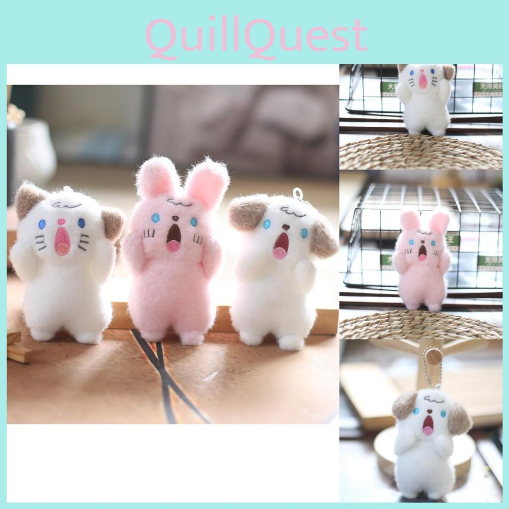 Adorable Plush Screaming Dog Keychain Soft Stuffed Animal Bag Charm