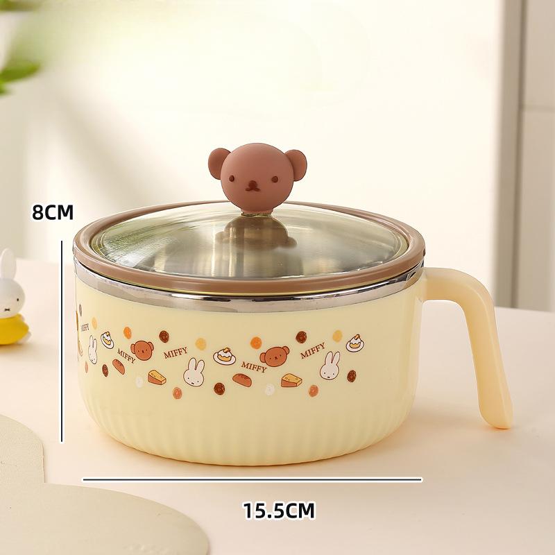 

Круглая миска для лапши быстрого приготовления с крышкой, студенческая миска для риса, мультяшная, милая, портативная, миска для фаст-фуда, ланч-бокс жёлтый