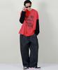 Deumakeu Wide One-Pleat Leopard Print Denim Pants Black