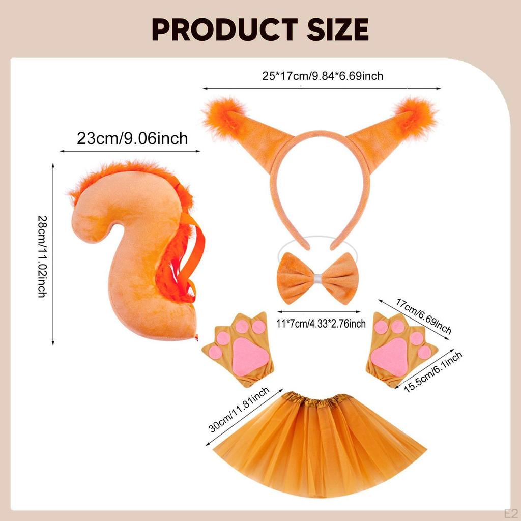 Animal Tail Costume Kit Cosplay Bow Tie Headband for Stage Performance Halloween