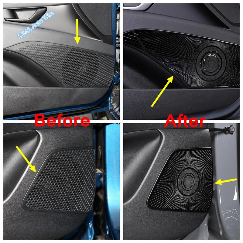 Stainless Steel Car Door Audio Stereo Speaker Loudspeaker Decoration Frame Accessories Cover Trim For Hyundai Elantra