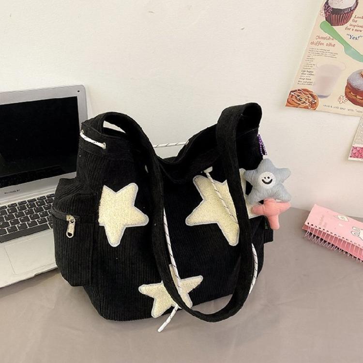 Convenient Corduroy Star Crossbody Bag with Pendant Perfect for Daily Outings