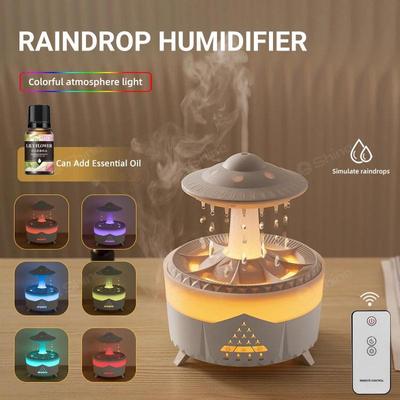 EU Plug Rain Cloud zvlhčovač vody kapající s dálkovým dešťovým zvlhčovačem Rain Cloud difuzér Mushroon zvlhčovač vzduchu s noční lampou