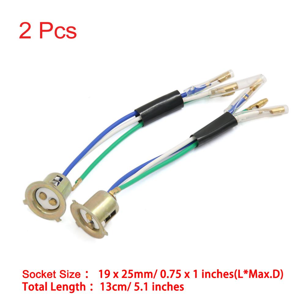 X Autohaux 2 Pcs 3 Wires Motorcycle Scooter Headlight Head Lamps Socket Holder Adapter Fit for CG125 JH70 DY100 Socket