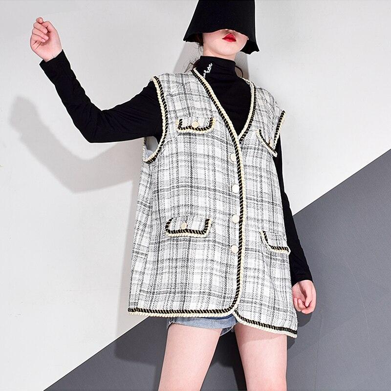 Xitao Pruhovaná vesta Módní Jednořadá Bez rukávů Ležérní Volná vesta ZP3223