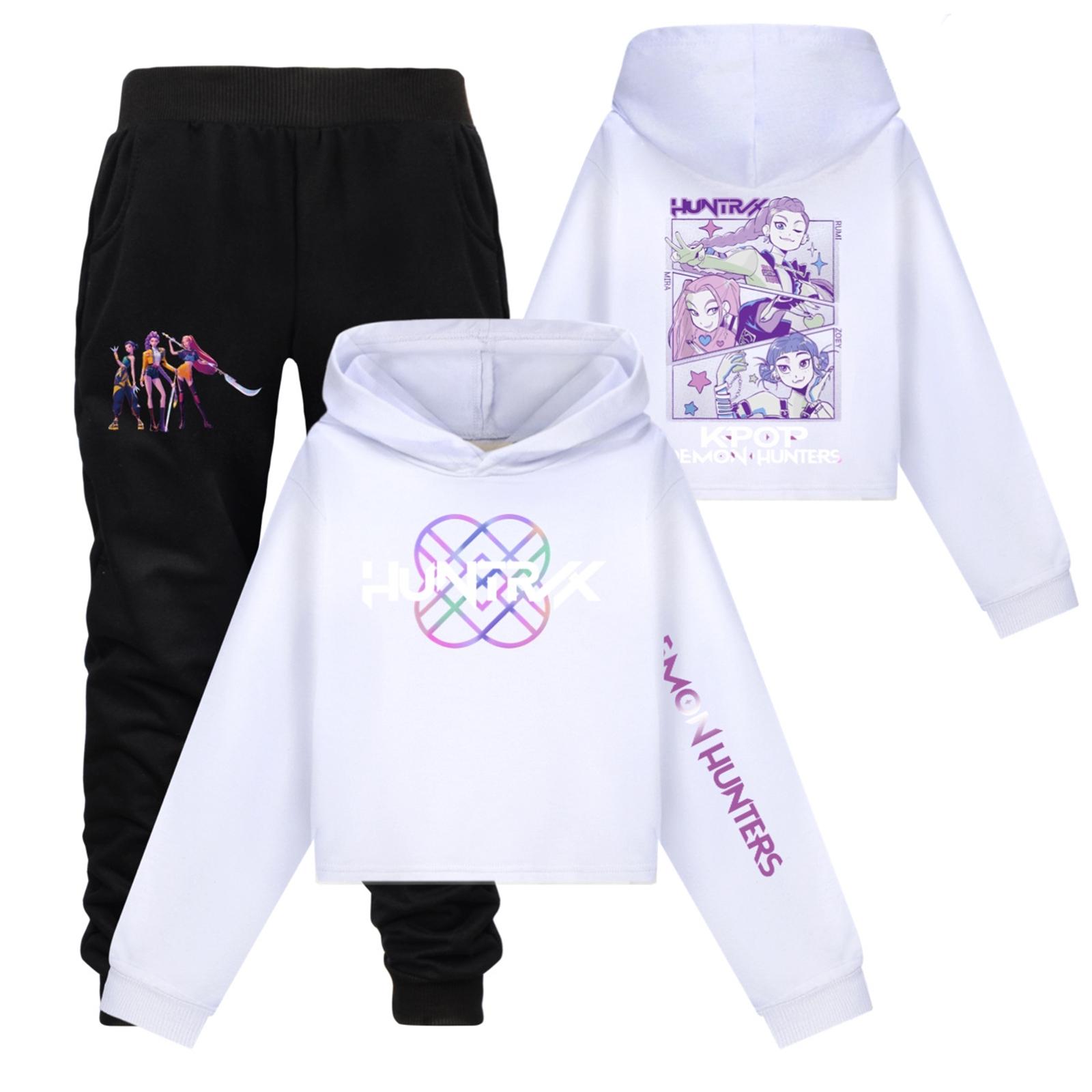 

Дитячий худі та штани, двокомпонентний спортивний костюм, комплект одягу з довгим рукавом та принтом білий