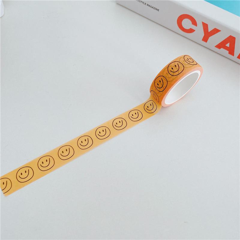 

Ins Simple Cartoon Comic Smiley Washi Tape Scrapbooking DIY Decor Journal Korean Tape Cute Tape Paper Diary Candle Sticker жёлтый
