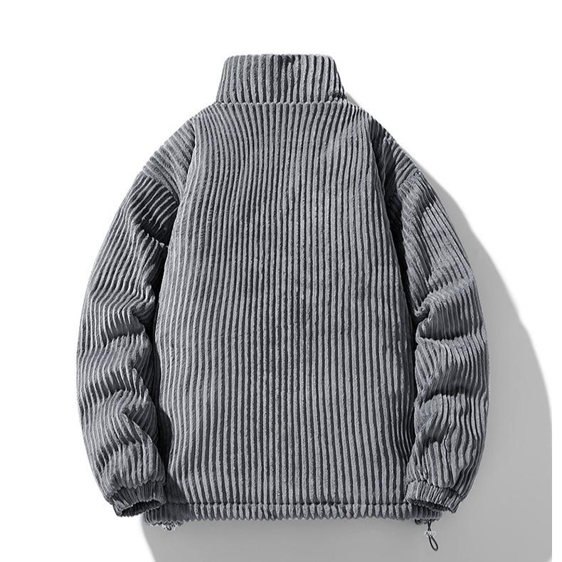 Casual Down Jacket for Men Retro Thickened Cotton-padded Jacket Couple Stand-up Collar Warm Corduroy Cotton-padded Jacket for Autumn and Winter