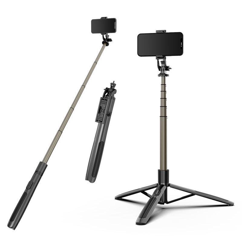 Aluminum Alloy Bluetooth Anti-Shake Retractable Selfie Stick & Tripod for Live Broadcast.