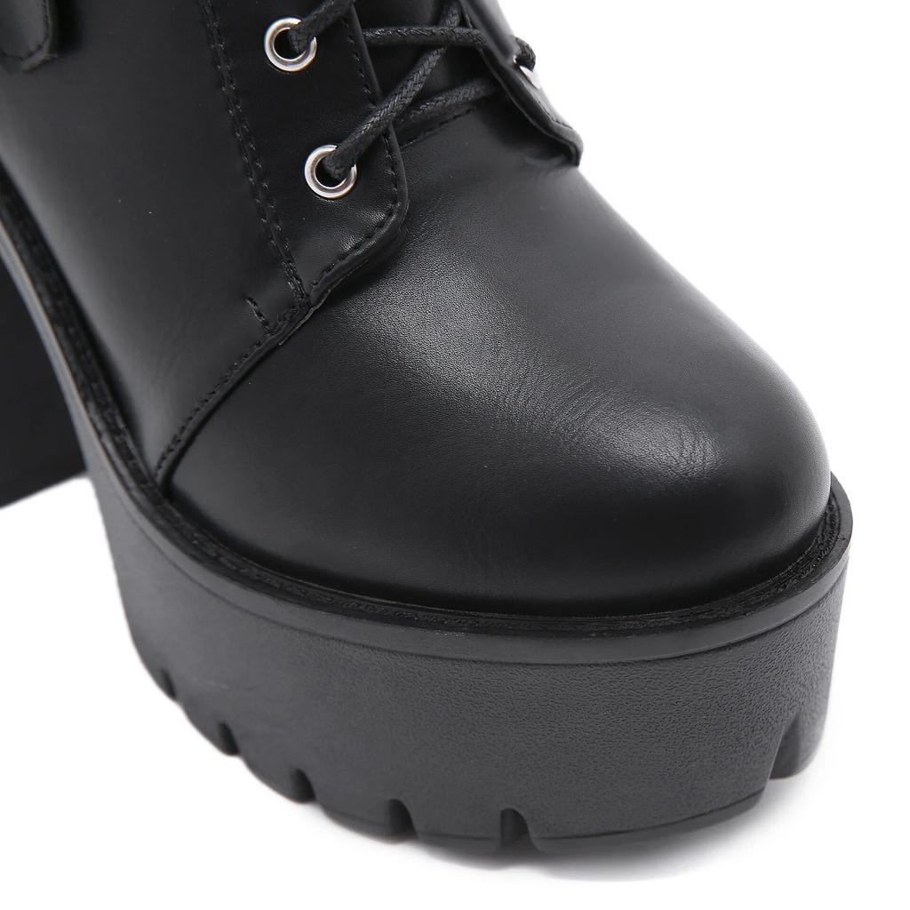 Γόβες 13 εκ. Φθινόπωρο Και Χειμώνας 2024 Μεγάλο Νέο Παχύσολο Παπούτσια Γυναικεία Χοντρά Ψηλά Τακούνια Μποτάκια Lhx