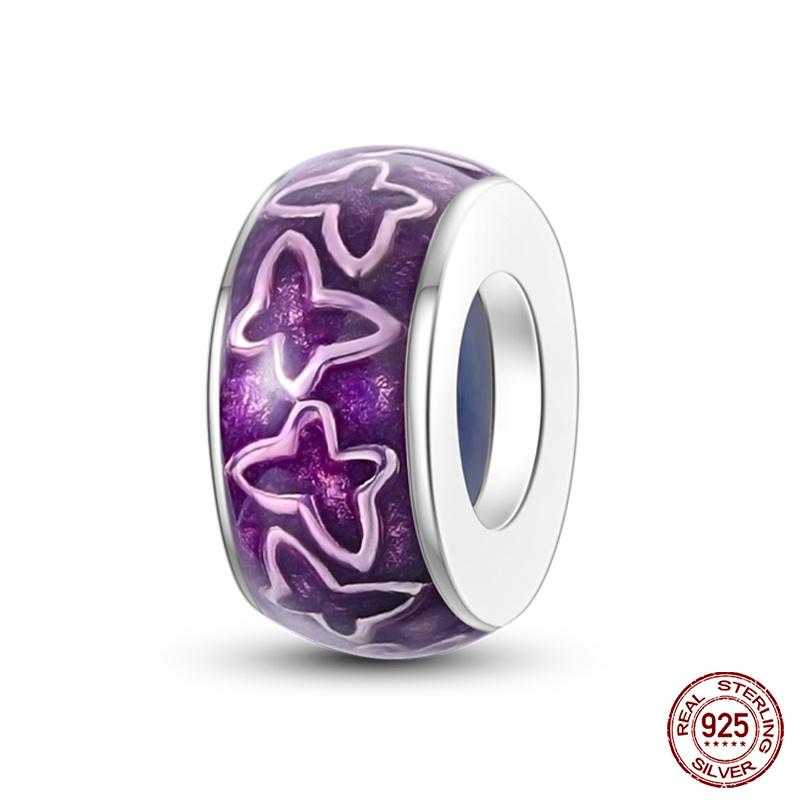 Copper Purple Series Pony Bear Butterfly Shape Charm Beads For 3Mm Original Bracelet Diy Women Jewelry Gift