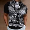 Men's Animal Pattern T-Shirt, Eagle, Motorcycle, 3D Print, Vintage Trendy Loose Large Size Casual Street Short Sleeve Top