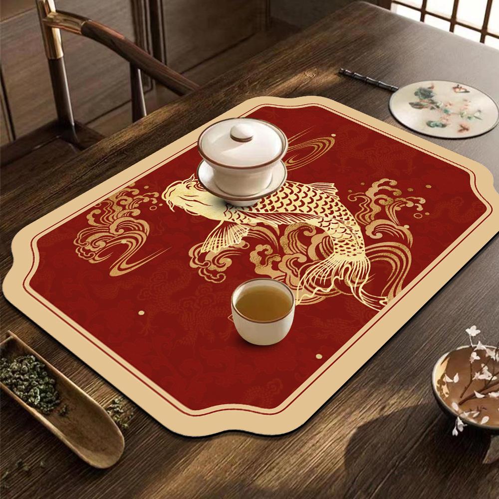 Heat Resistant Diatom Mud Tableware Pad Absorbent Dish Drying Mat Quick Dry Drain Mat Coffee Shop