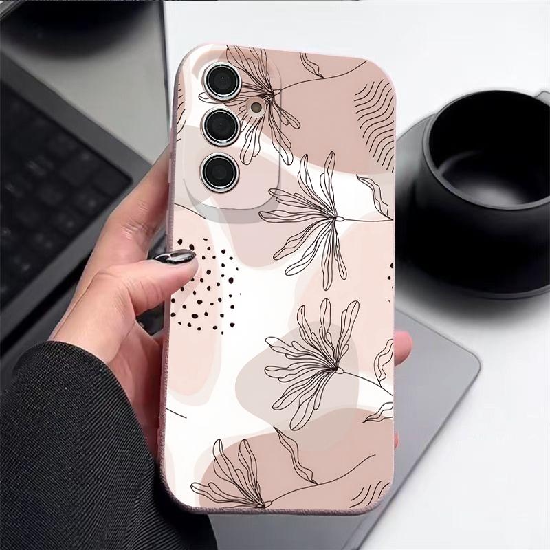 Abstract Geometry Style Case For Samsung S26 S25 S24 Ultra S23 S22 S21 FE A15 A16 A17 A35 A36 A37 A54 A55 A56 A57 5G Leather Texture Soft Cover