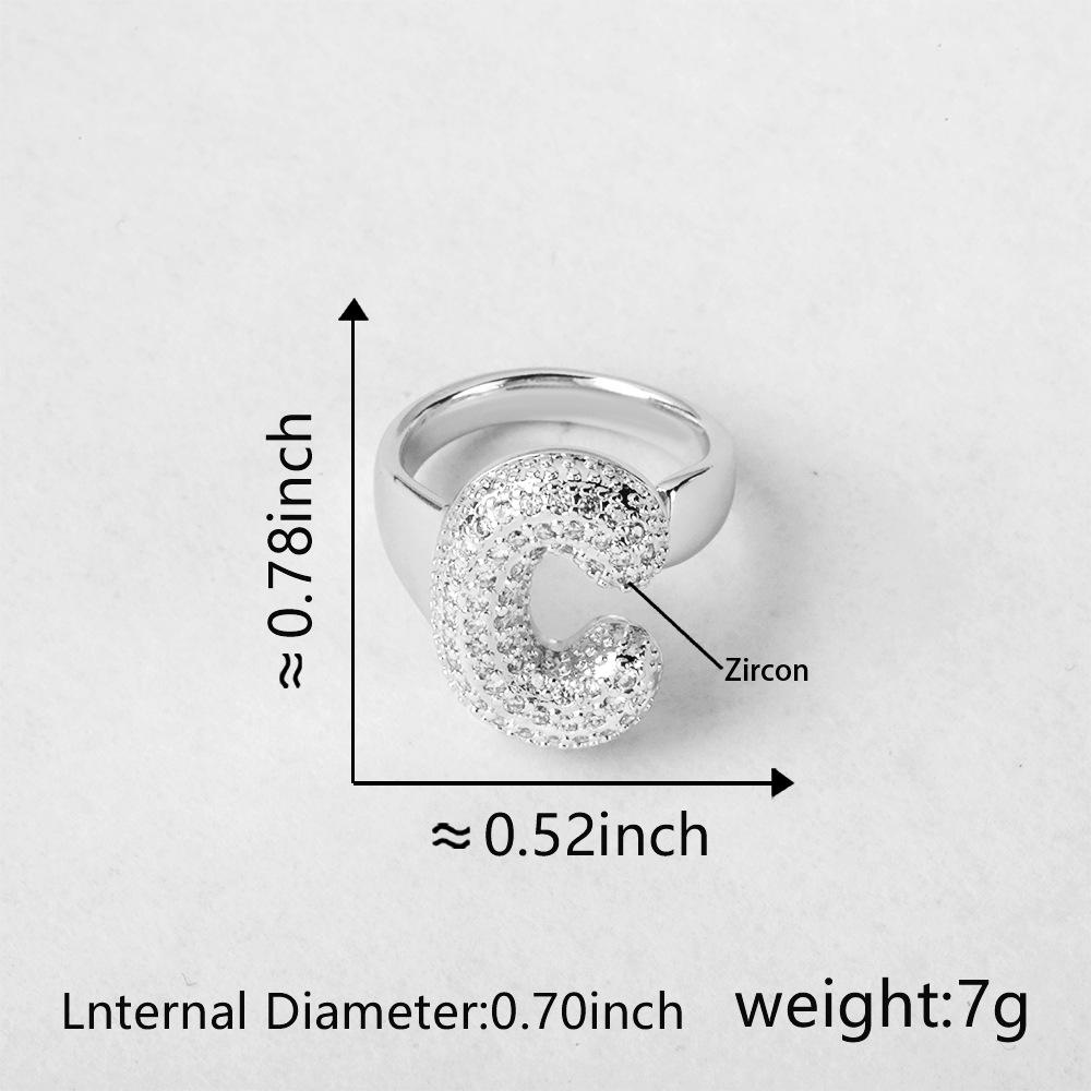 26 Letter Open-Ended Zircon Ring INS Minimalist Series Gift For Friends