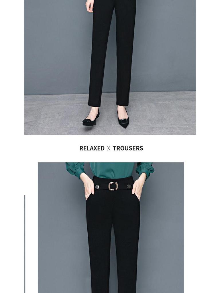 Woodpecker Autumn Women's High Waist Straight-Leg Draped Suit Pants