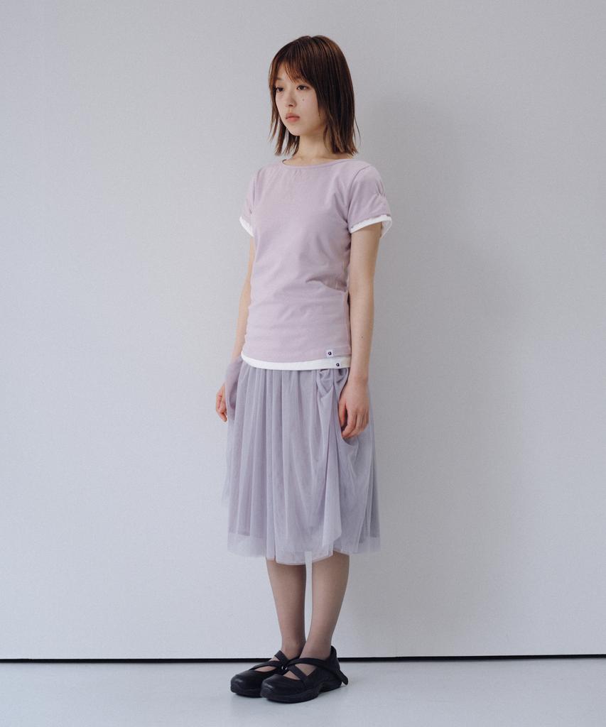 Ohesio Back Button Shirring T-Shirt, Lavender