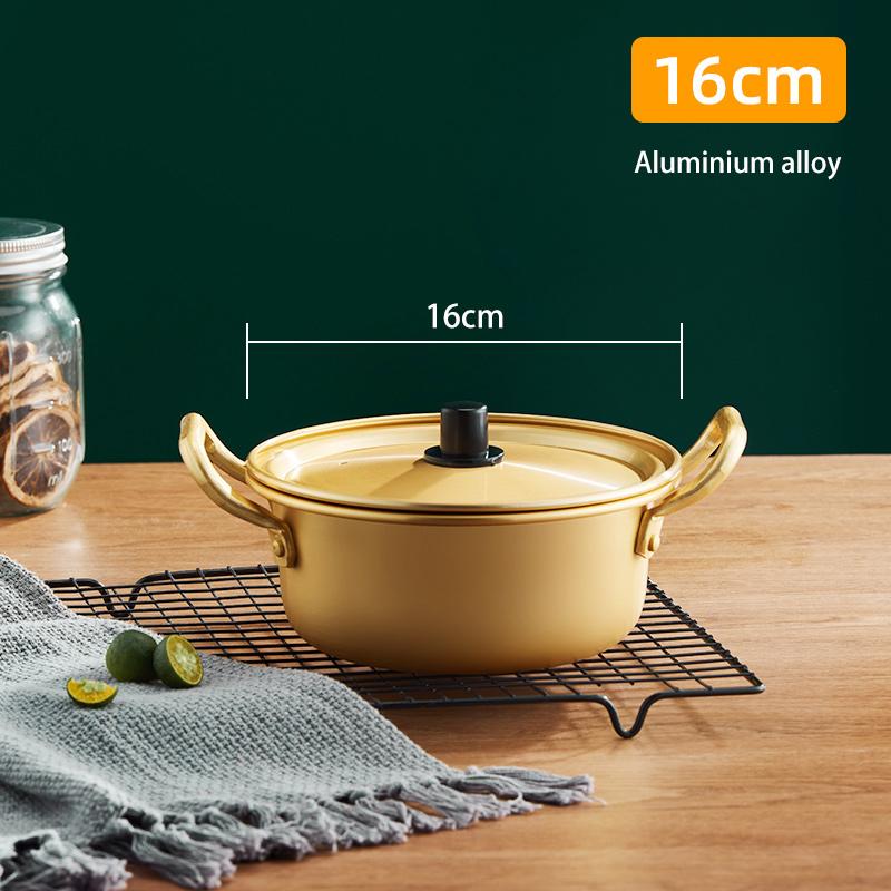 Korean Ramen Pot Aluminium Alloy/Stainless Steel Cooking Pots with Double Handle Gas Universal Soup Stew Pan Cookware