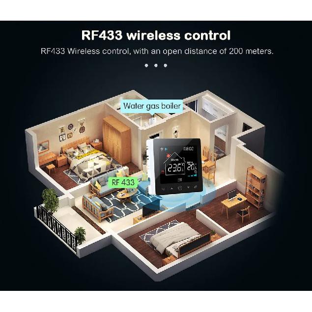 WiFi Tuya Wireless Thermostat for Gas Boiler RF433 Floor Heating Smart Home Temperature Controller&Receiver Alexa Google Alice