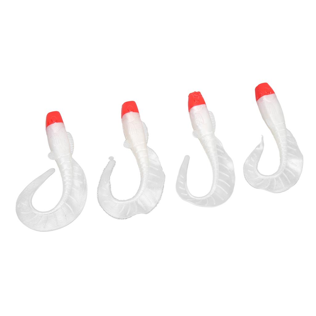 4 Pcs Fishing Lure Simulation Fishing Bait Lifelike PVC for Freshwater Bass Mandarin Fish Red White