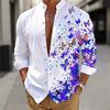 Herren Langarmhemd Polyester Umlegekragen Schmetterling Blumenprint