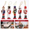5Pcs/set 12CM Wooden Nutcracker Doll Soldier Guard Pendant Hanging Decoration Handcraft Puppet New Year Christmas Ornaments
