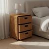 Wicker Design Bedside Table Handmade Home Furniture Removable Baskets