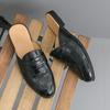 Summer Luxury Men Slipper Breathable Half Loafers Man Outdoor Leather Retro Flats Heels Party Slippers Slip On Comfy Casual Shoe