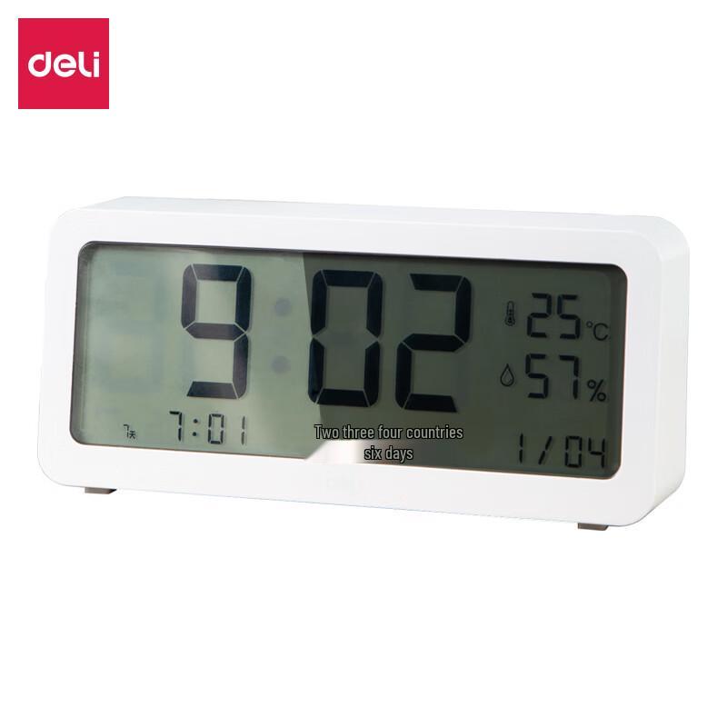 Deli Multi-functional Digital Alarm Clock with Backlight and Temp/Humidity Display