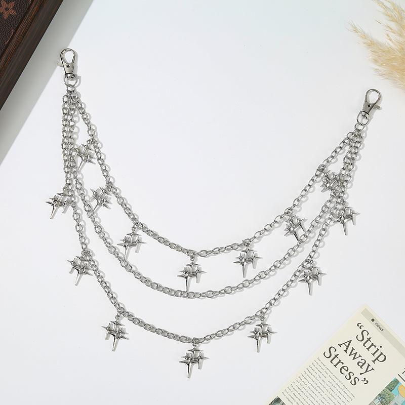 Shiny Star Multi-layer Metal Pant Chain with Four-Point Star Pendant – Trendy and Versatile
