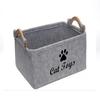 Felt Square Toy Storage Bin with Wooden Handle for Pets