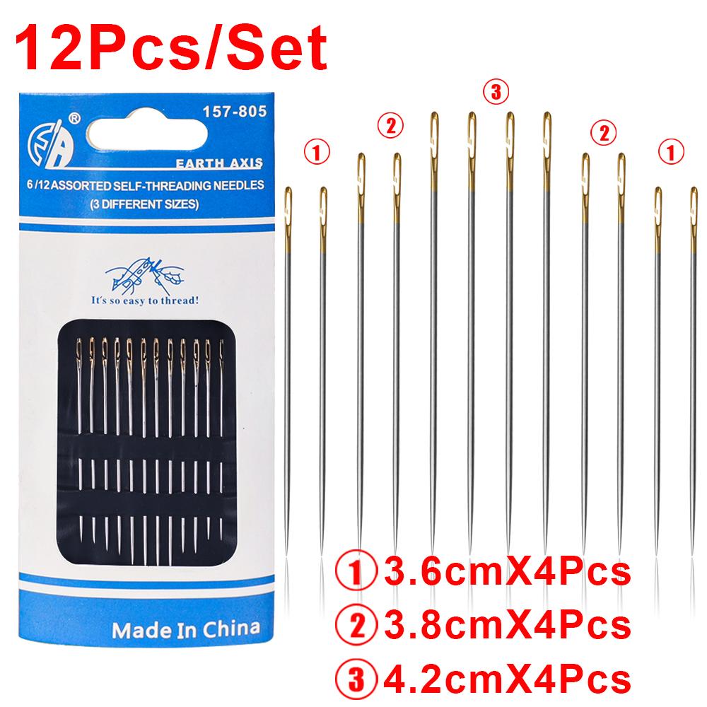 

60/1 шт. потайная игла для пожилых людей с большим отверстием сбоку из нержавеющей стали для шитья без ниток для бытовых швейных игл для самостоятельного шитья 1Pcs